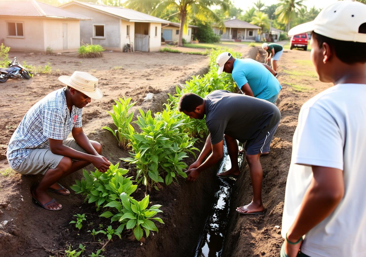 Community members planting